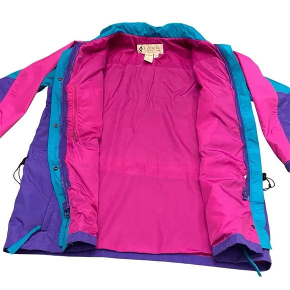 Columbia Sportswear RS Windbreaker Pink Purple Teal Retro 80s 90s Jacket Size XL - Picture 3 of 16